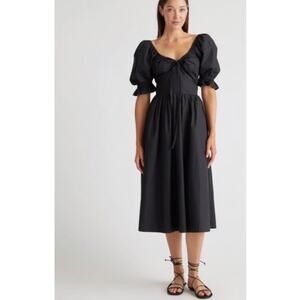 Quince Elegant Black Puff Sleeve Mini Dress